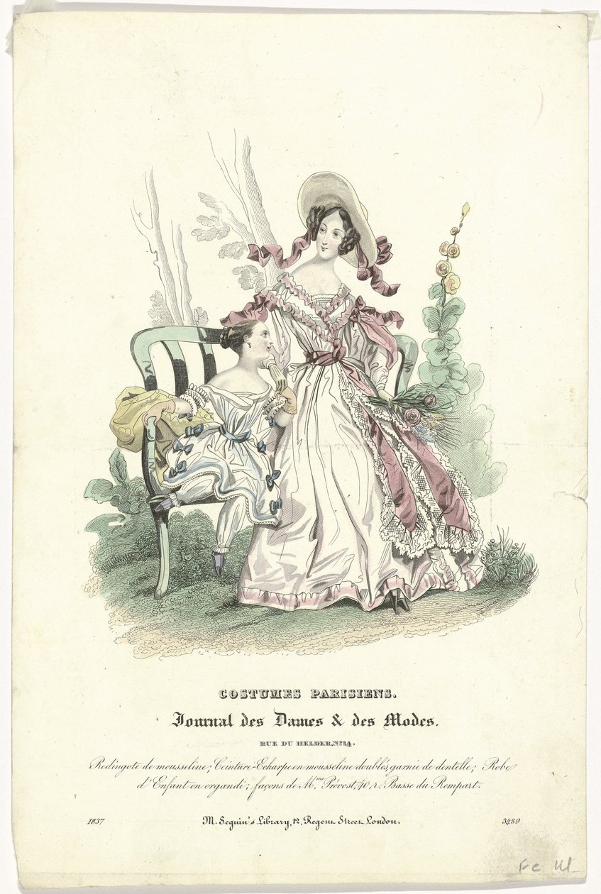 Journal des Dames et des Modes, Costumes Parisiens, 1837, Redingote de mousselin von Anonymous