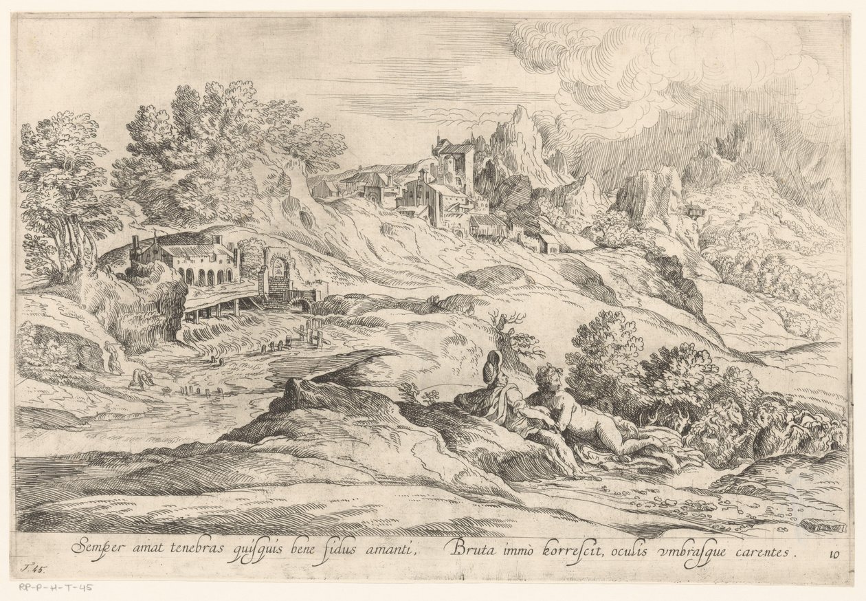 Landschaft mit liebendem Paar von Anonymous