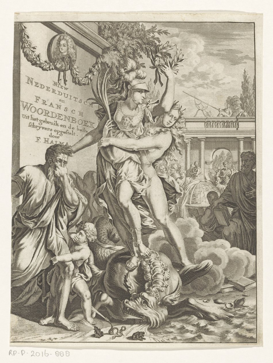 Minerva zertritt feuerspeiendes Seemonster von Anonymous