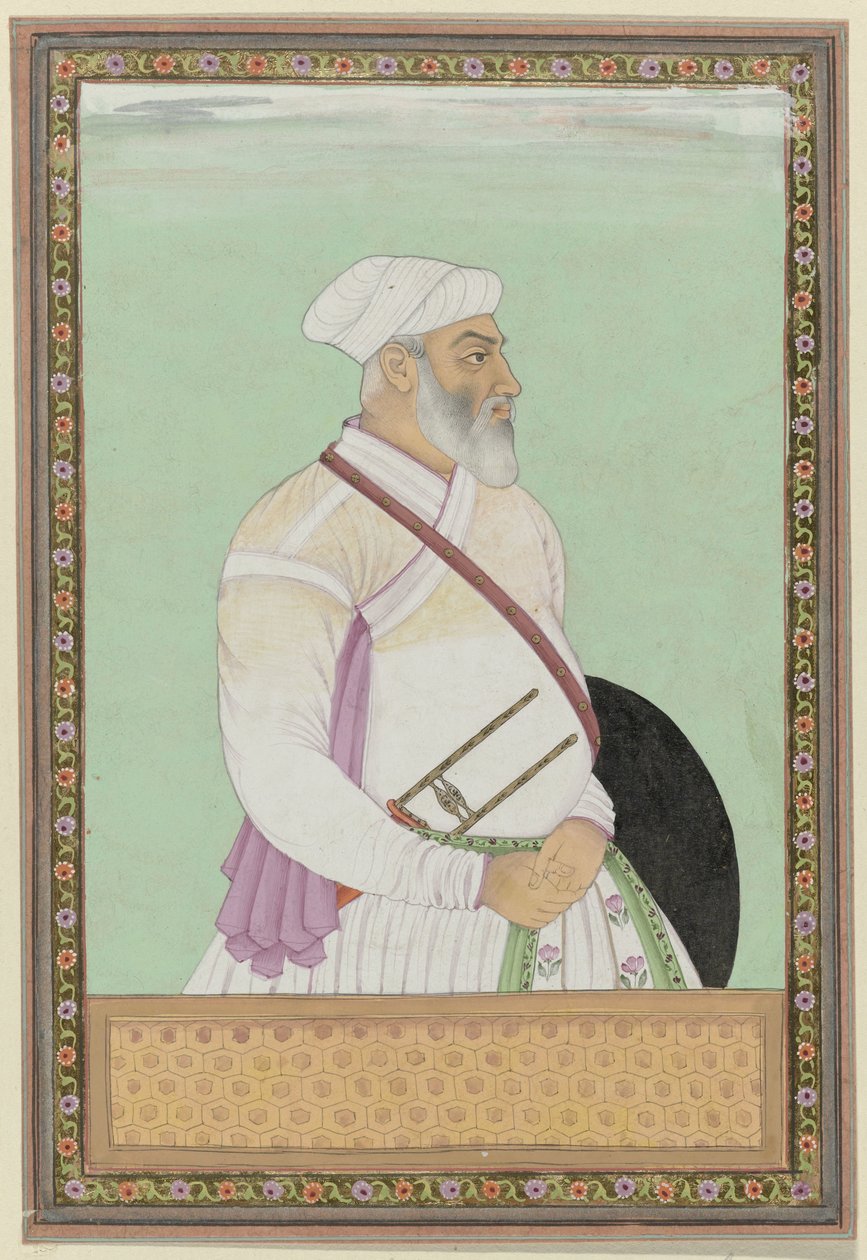 Porträt von Dalil-khan, Großwesir von Aurangzeb, ehemaliger Gouverneur der Provinz Deccan; er stammt von den Rohela Pathanen ab von Anonymous