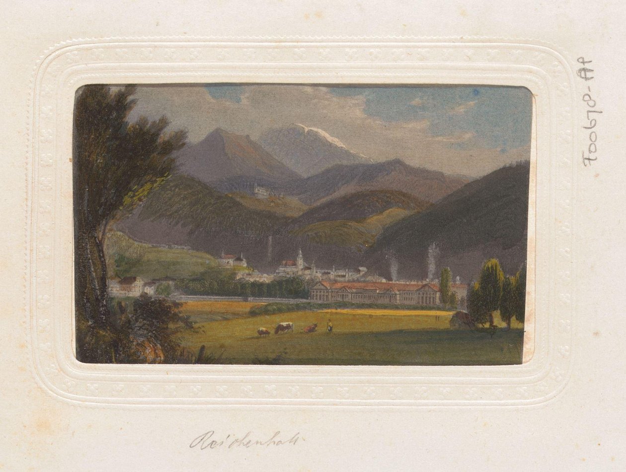 Reproduktion eines Drucks mit einer Ansicht von Hallein in Österreich von Anonymous