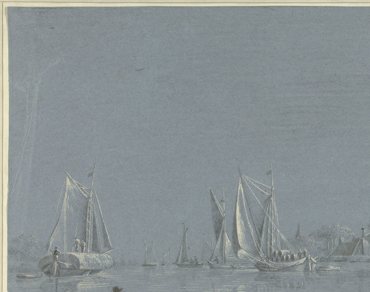 Boote auf dem Wasser, im Vordergrund ein Ruderboot von Anonymous