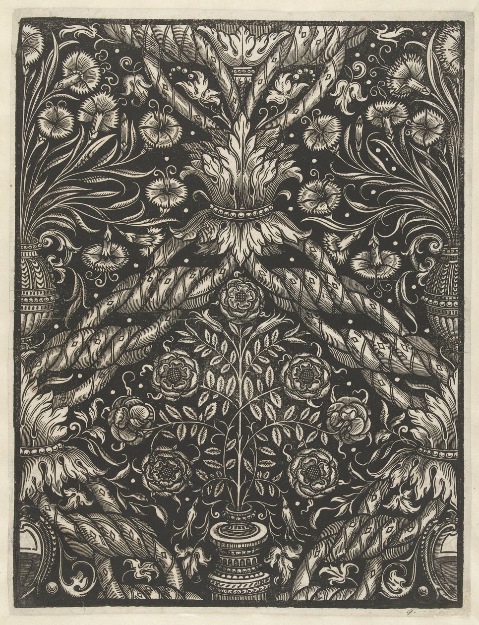 Tapetenblatt mit Vase und Blumen von Anonymous