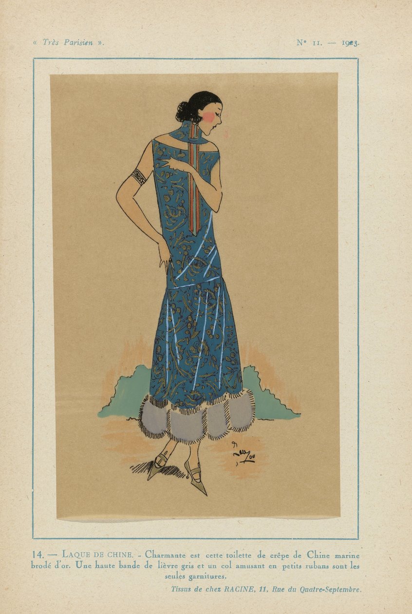 Très Parisien, 1923, Nr. 11: 14. - LAQUE DE CHINE. - Charmant ist dieses Kleid... von Anonymous