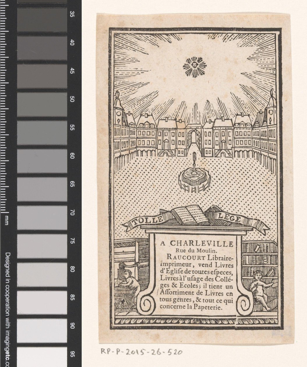 Visitenkarte von Jean-Baptiste-François Raucourt, Buchhändler und Drucker in Charleville von Anonymous