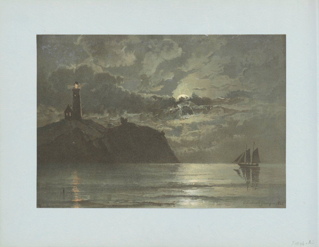 Meeresansicht mit Leuchtturm nach Gemälde von C. Frederick Sørensen von Anonymous