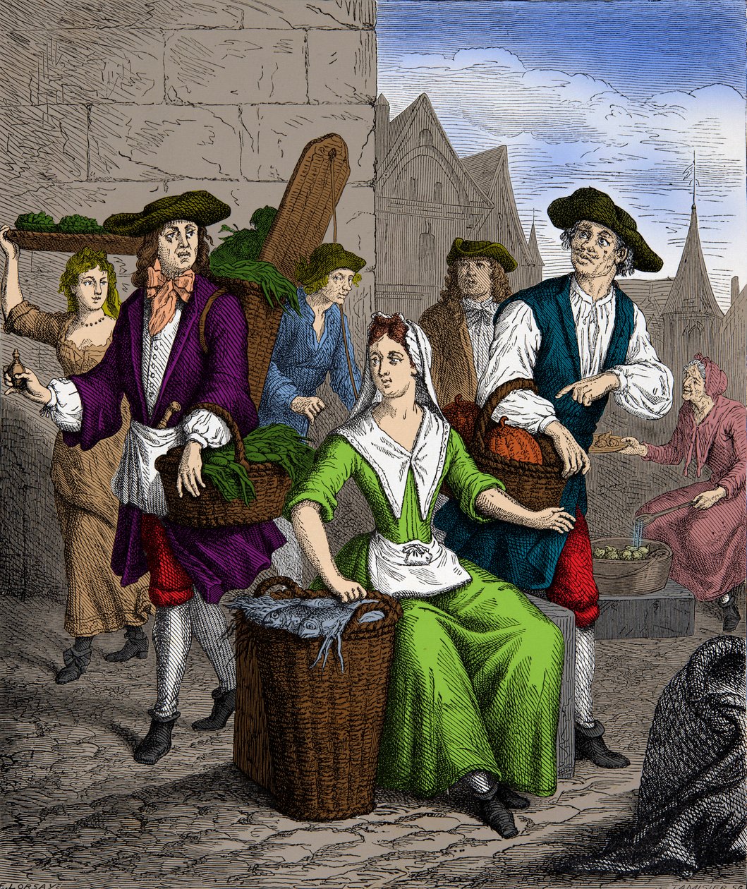 Eine Dame der Halle während der Herrschaft von König Ludwig XVI. (Gravur, Privatbesitz) von Anonymous Anonymous