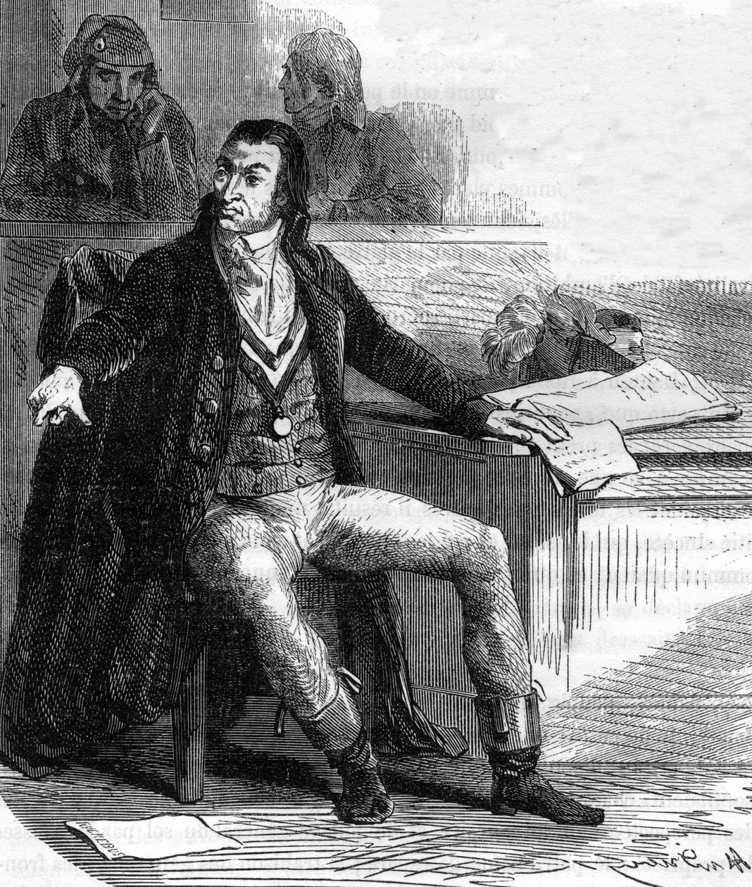Antoine Quentin Fouquier de Tinville, genannt Fouquier-Tinville (1746-1795), französischer Gesetzgeber und Revolutionär, öffentlicher Ankläger des Revolutionstribunals - Gravur in „Histoire des Girondins“ von Alphonse de Lamartine (1790-1869) 1865-1866 - P von Anonymous Anonymous