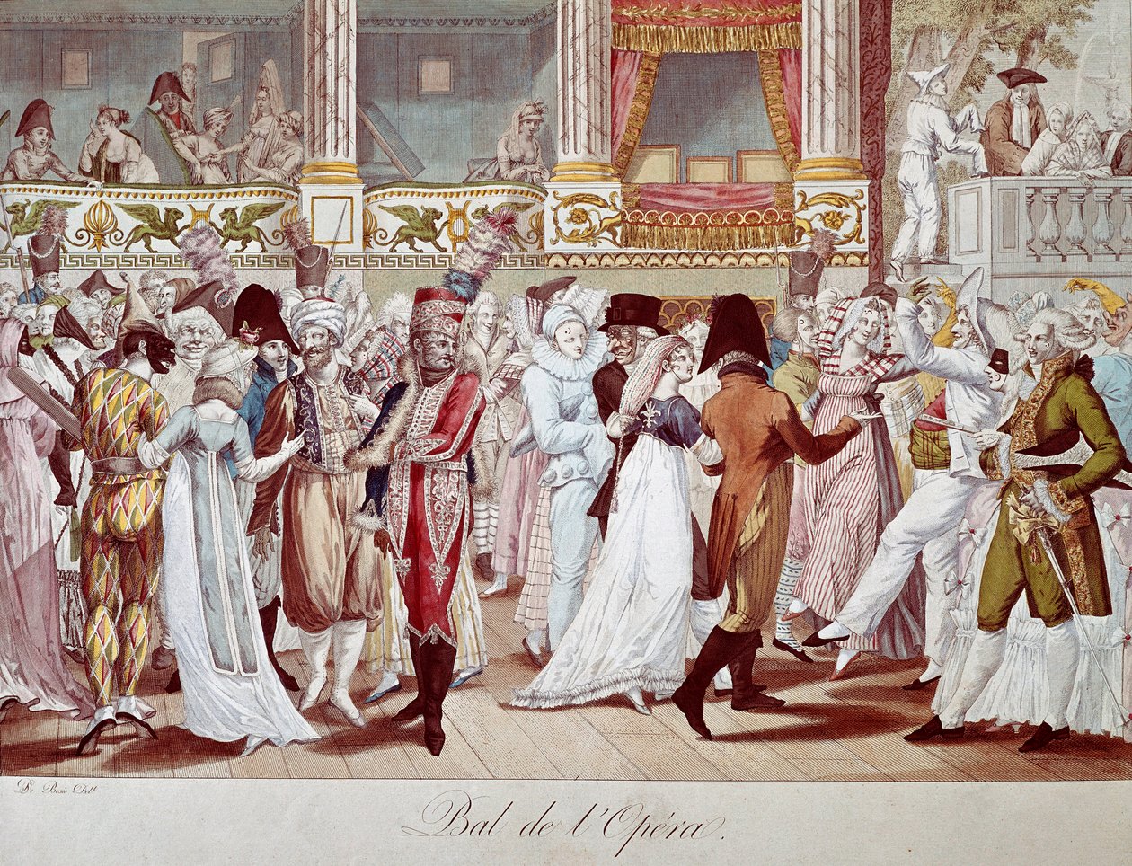 Maskenball in der Pariser Oper. Lithographie von Bosio. 19. Jahrhundert Paris, Musée Carnavalet von Anonymous Anonymous