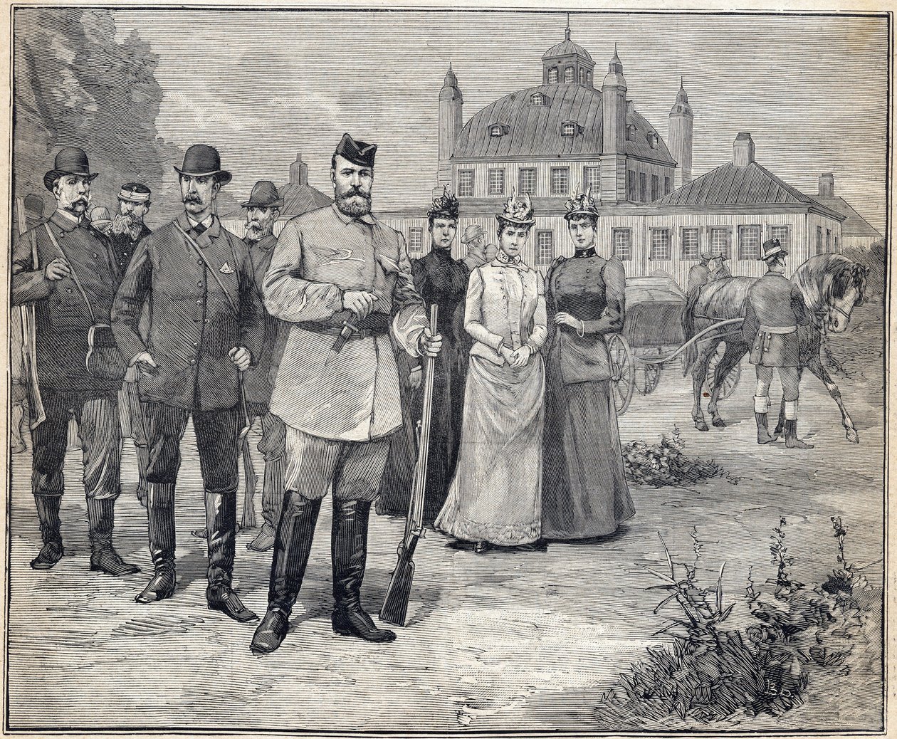 Auf der Jagd: Zar Nikolaus II. von Russland (1868-1918) in Fredensborg, Dänemark. Gravur in Le Petit Parisien 1893 von Anonymous Anonymous