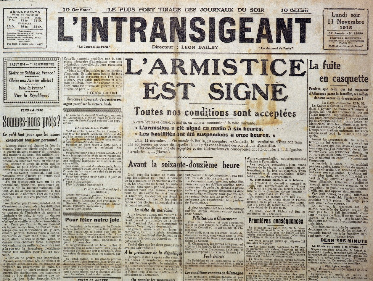 (Detail) von 25989: Eine der „The Intransigent“ vom 11.11.1918, die „den Waffenstillstand verkündet“ von Anonymous Anonymous