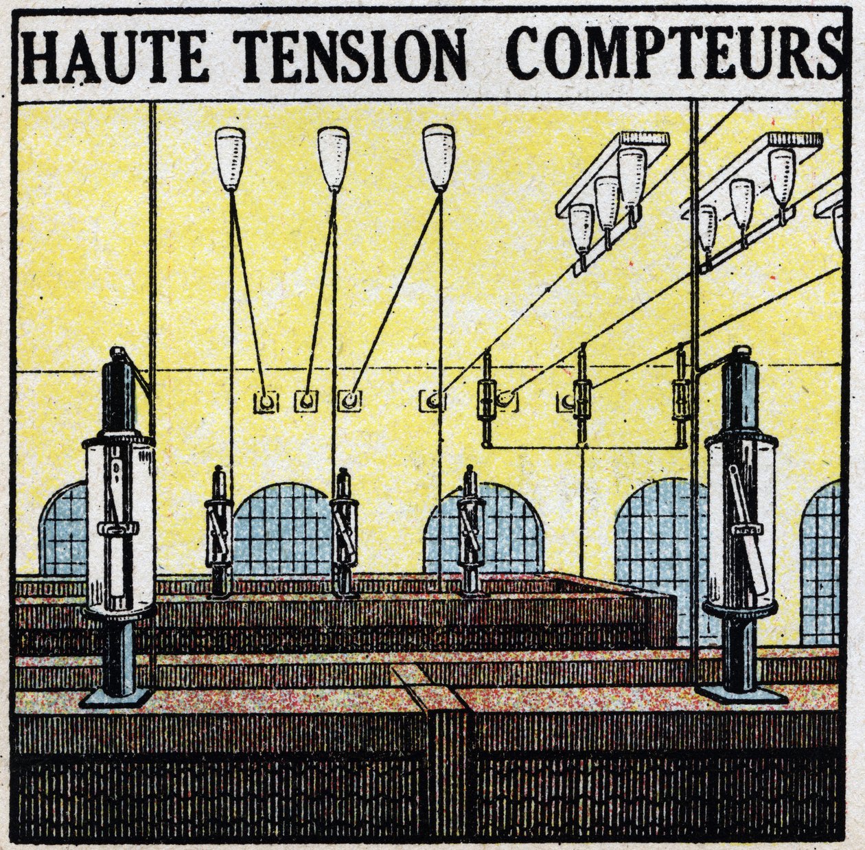 Elektrische Leitungen: Hochspannungsmesser. Anonyme Illustration von 1925. Private Sammlung. von Anonymous Anonymous