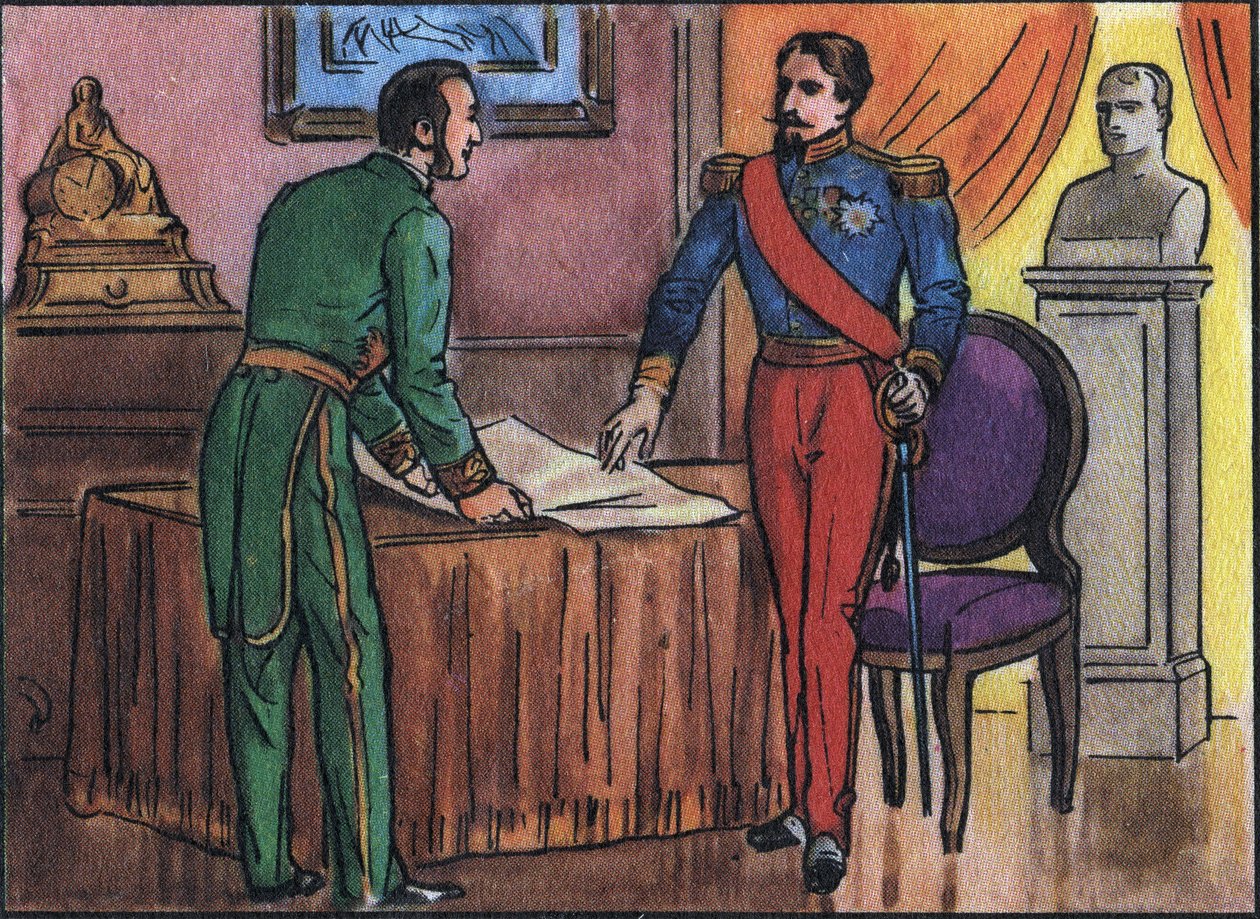 Kaiser Napoleon III. (1808-1873) mit Baron Georges Haussmann (1809-1891) Anonyme Illustration in „Collection des souverains et chefs d