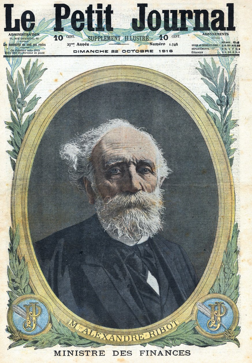 Erster Weltkrieg 1914-1918. Porträt des französischen Finanzministers Alexandre Ribot (1842-1923). In „Le Petite Journal“, am 22.10.1916. Private Sammlung von Anonymous Anonymous