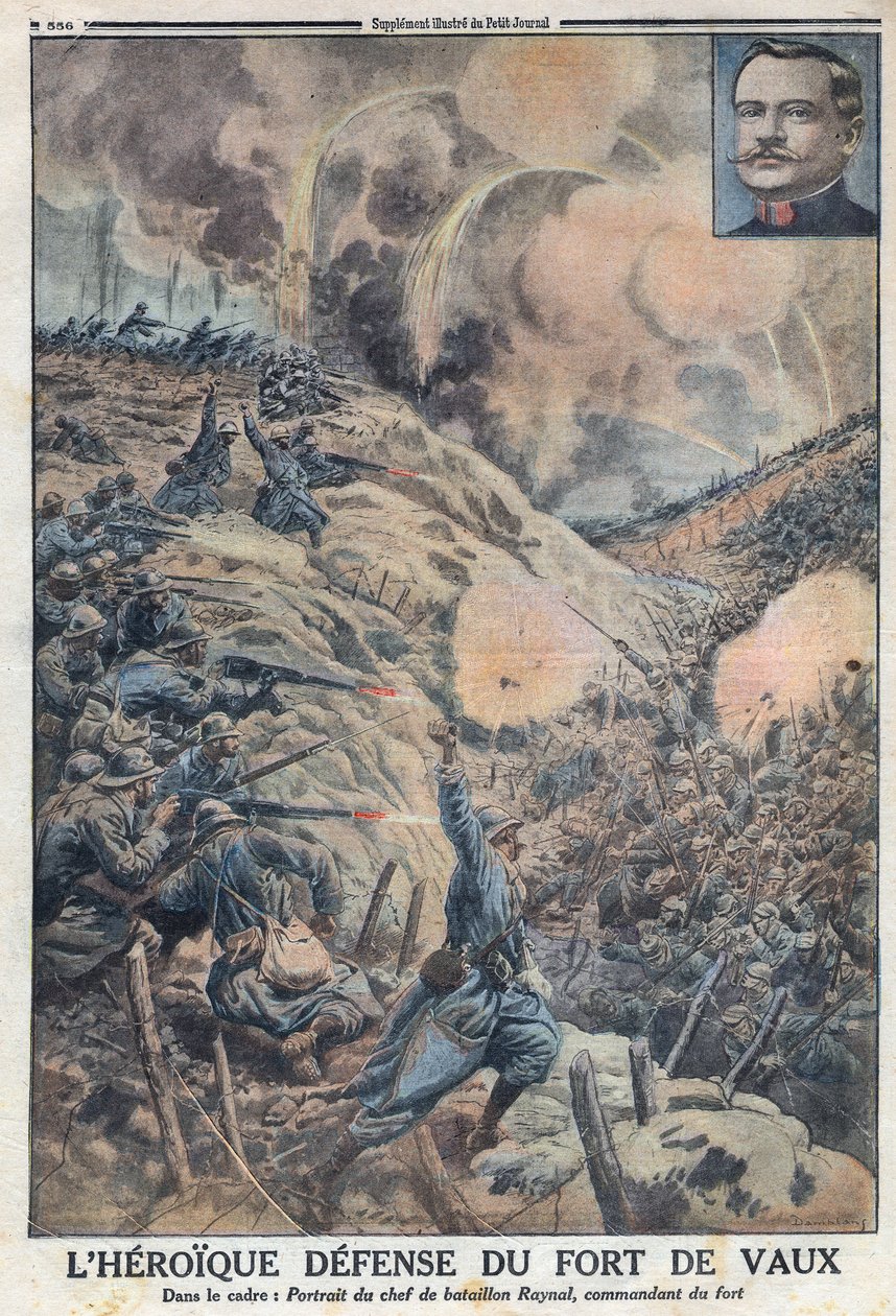 Erster Weltkrieg 1914-1918. Die heldenhafte Verteidigung des Fort de Vaux mit seinem Bataillonsführer Sylvain Eugene Raynal (1867-1939). In „Le Petit Journal“ von Anonymous Anonymous