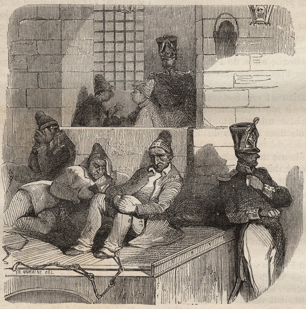 Forcat ruht im Bagne de Rochefort im 19. Jahrhundert. Gravur in „Histoire des bagnes depuis leur création à nos jours“ (1877) von Pierre Zaccone (1817-1895) von Anonymous Anonymous