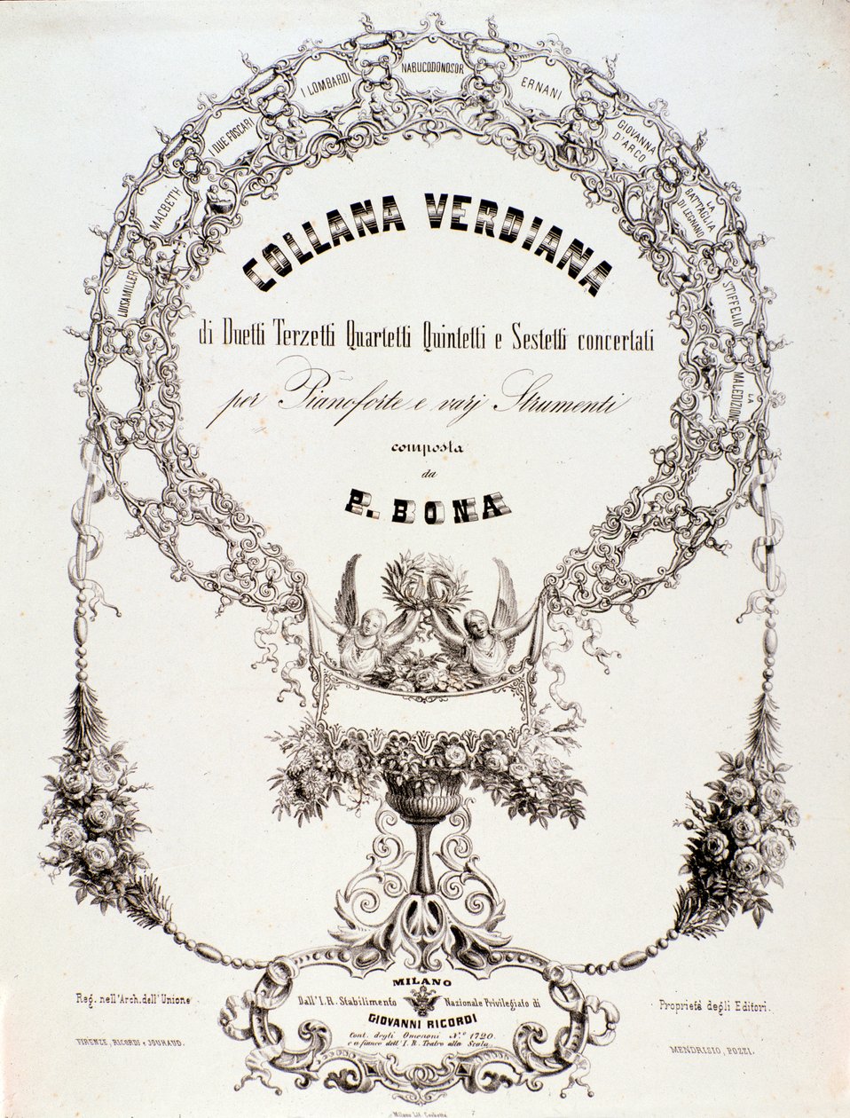 Frontispiz einer Sammlung von Partituren von Giuseppe Verdi von Anonymous Anonymous
