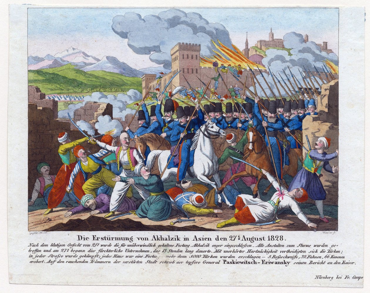 Russisch-Türkischer Krieg von 1828-1829 - Der Sturm auf die Festung Akhaltsikhe (Schloss Rabat) am 27. August von Anonymous Anonymous