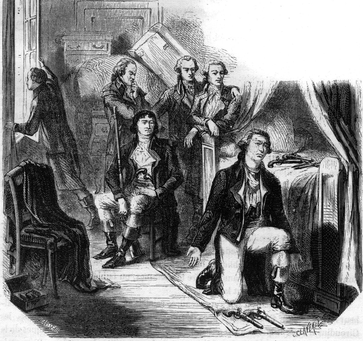 Les Girondins in der Nacht vom 31. Mai 1793 (der Sturz der Girondins) - Gravur in „Histoire des Girondins“ von Alphonse de Lamartine (1790-1869) 1865-1866 - Privatsammlung von Anonymous Anonymous