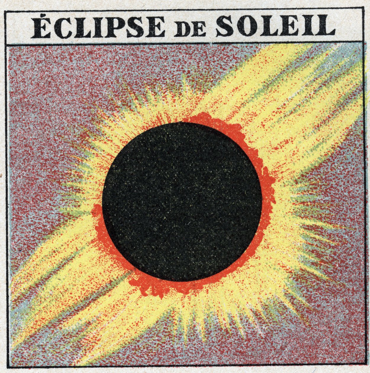Lichtausbreitung: Sonnenfinsternis. Anonyme Illustration von 1925. Private Sammlung. von Anonymous Anonymous