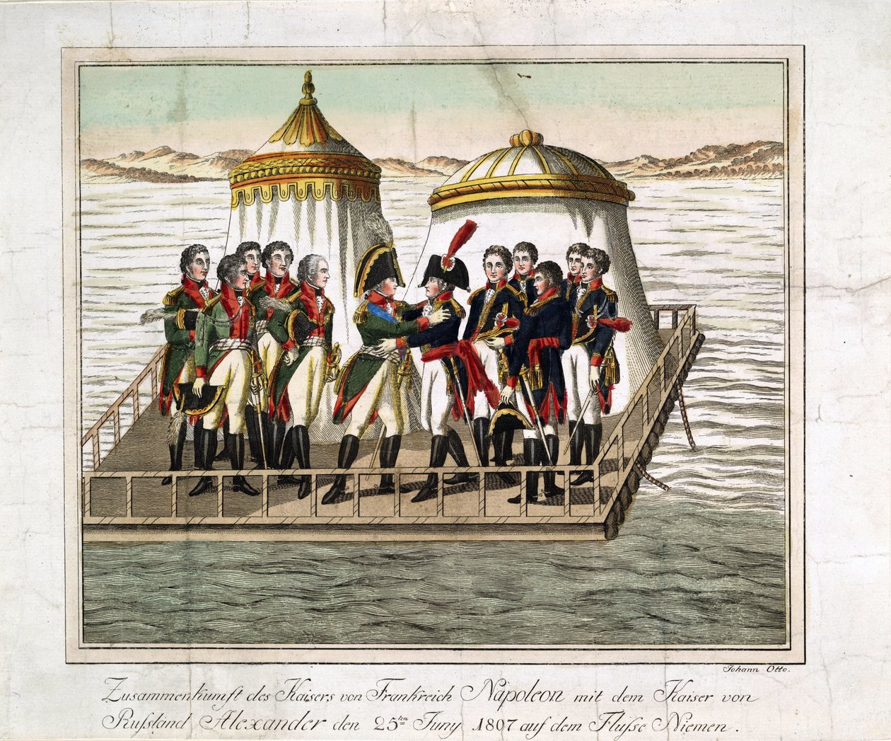 Treffen der Kaiser Alexander I. von Russland und Napoleon I. von Frankreich am Neman bei Tilsit von Anonymous Anonymous