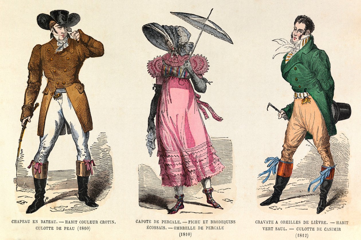 Herren- und Damenkostüme zwischen 1810 und 1812 in Paris (Herrschaft von Kaiser Napoleon I.) - private Sammlung von Anonymous Anonymous