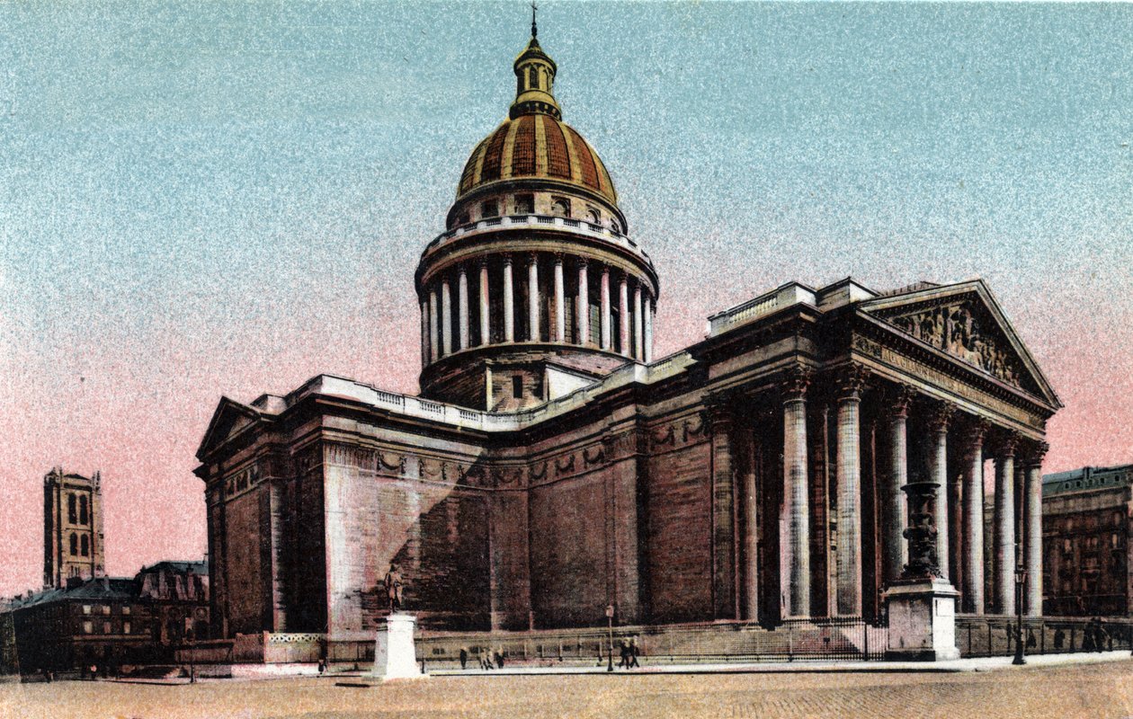Paris: Außenansicht des Pantheons, erbaut 1757-1790 von Jacques Germain Soufflot (1713-1780). Fotografie von 1920 in "Künstlerisches Album" der Stadt Paris. Private Sammlung. von Anonymous Anonymous