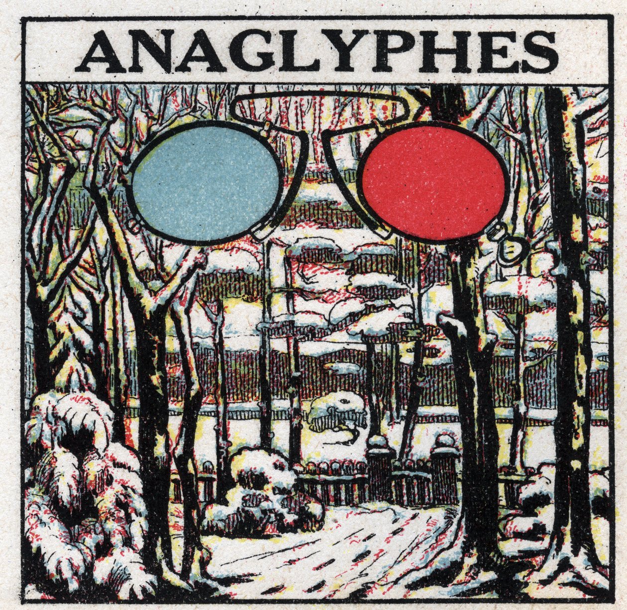 Fotografie: Ein Anaglyph ist ein Bild, das mit zweifarbigen Brillen in Relief gesehen wird. Anonyme Illustration von 1925. Private Sammlung. von Anonymous Anonymous