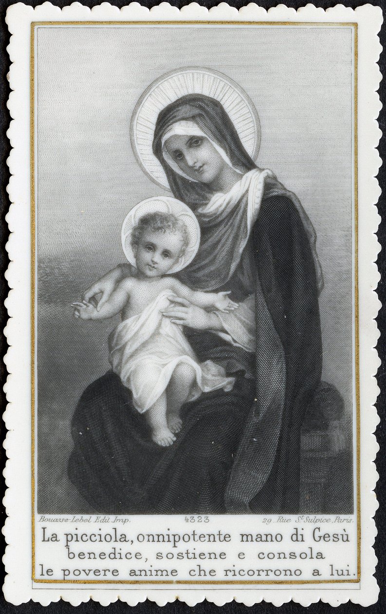 Andachtsbild: Jesus als Kind in den Armen seiner Mutter Maria (Stich) von Anonymous Anonymous