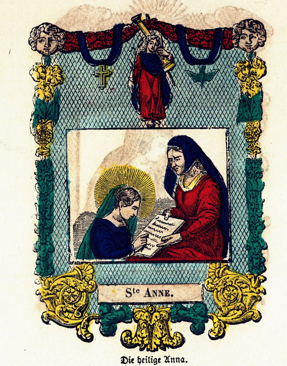 Andachtsbild: Heilige Anna. Gravur des 19. Jahrhunderts von Anonymous Anonymous