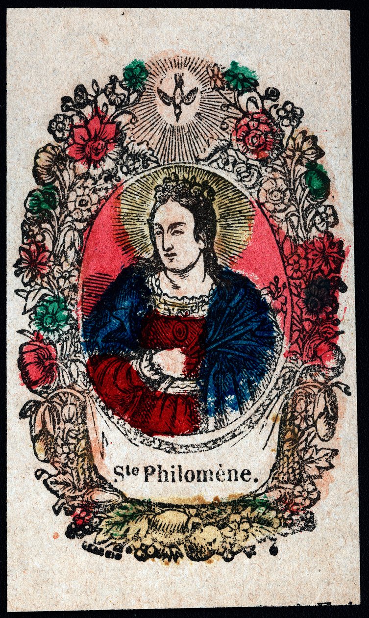 Frommes Bild: Heilige Philomena. Gravur des 19. Jahrhunderts. Privatsammlung von Anonymous Anonymous