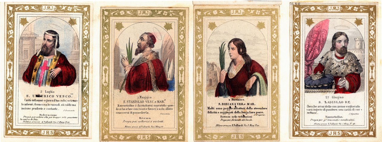 Andachtsbild: Heiliger Ulrich von Augsburg, Heiliger Stanislaus, Heilige Bibiana, Heiliger Ladislaus I. von Ungarn von Anonymous Anonymous