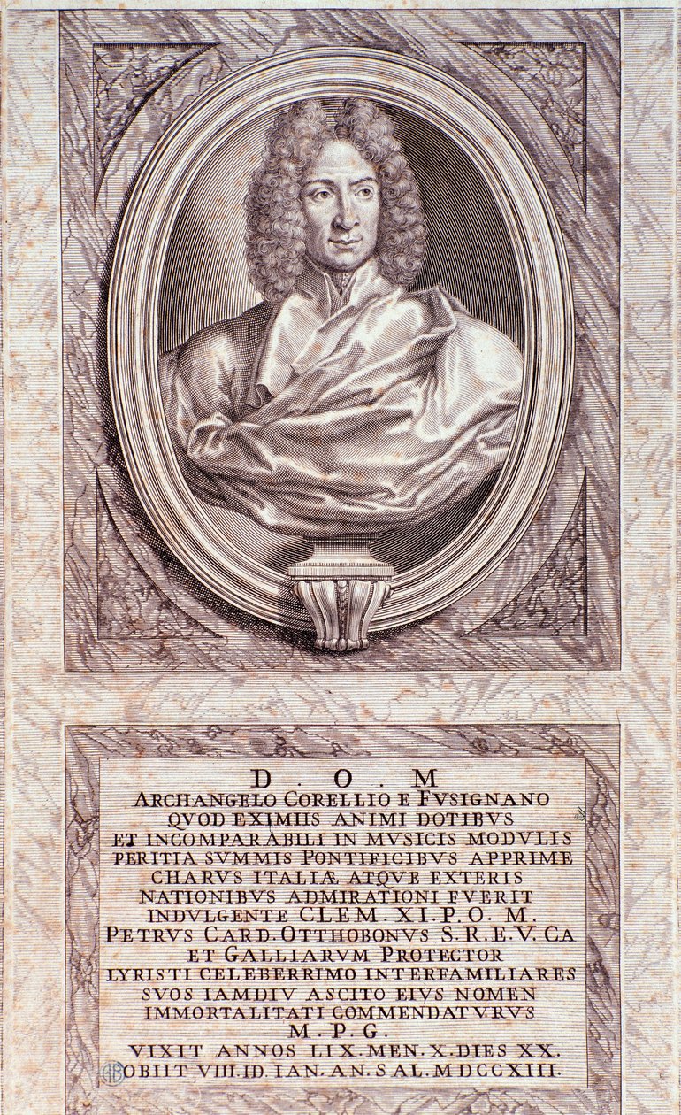 Porträt von Arcangelo Corelli, italienischer Komponist und Geiger. Gravur. 18. Jahrhundert. Mailänder Privatsammlung. von Anonymous Anonymous