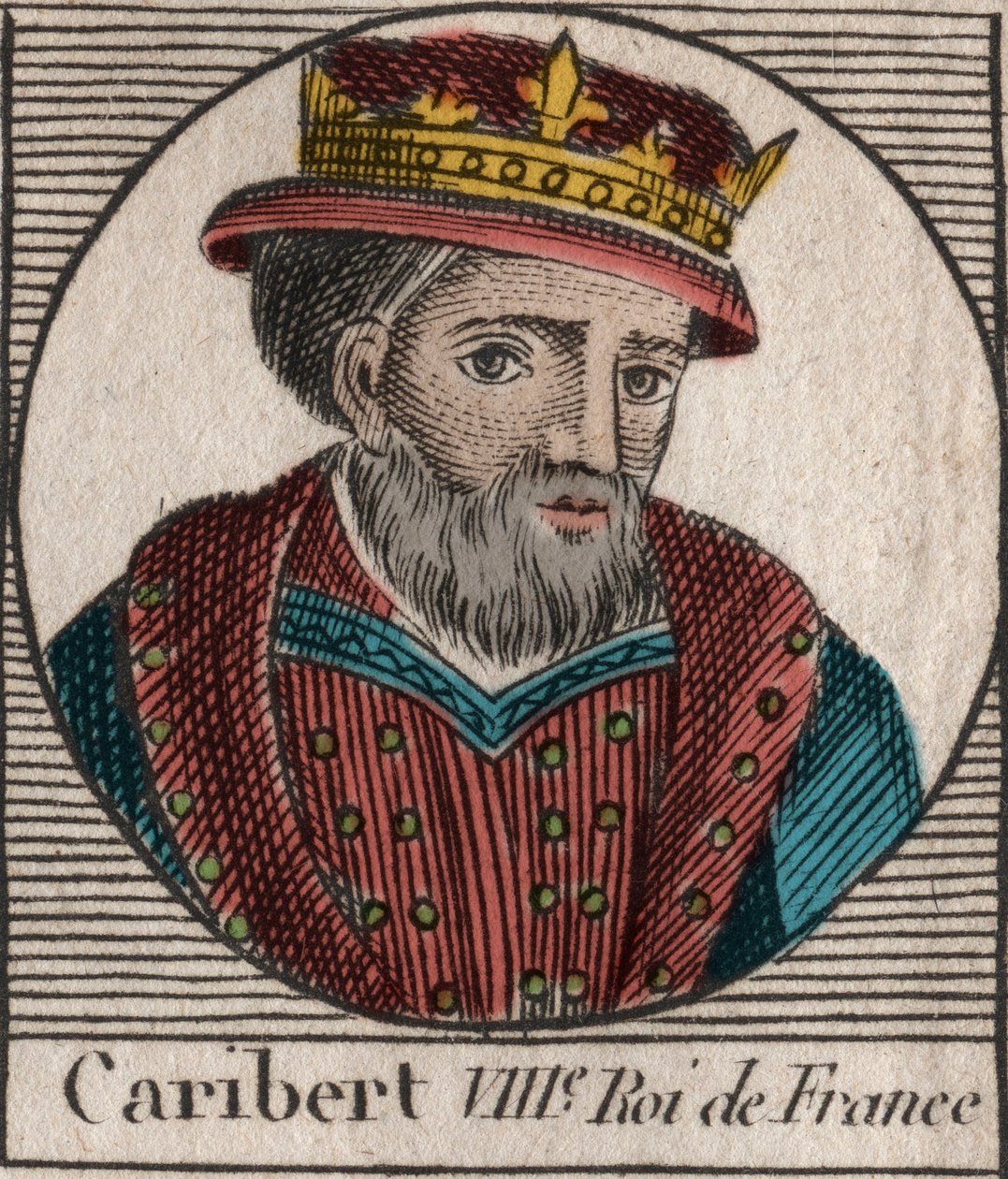 Porträt von Caribert, König der Franken (561-567) - Gravur aus „Instruction sur l