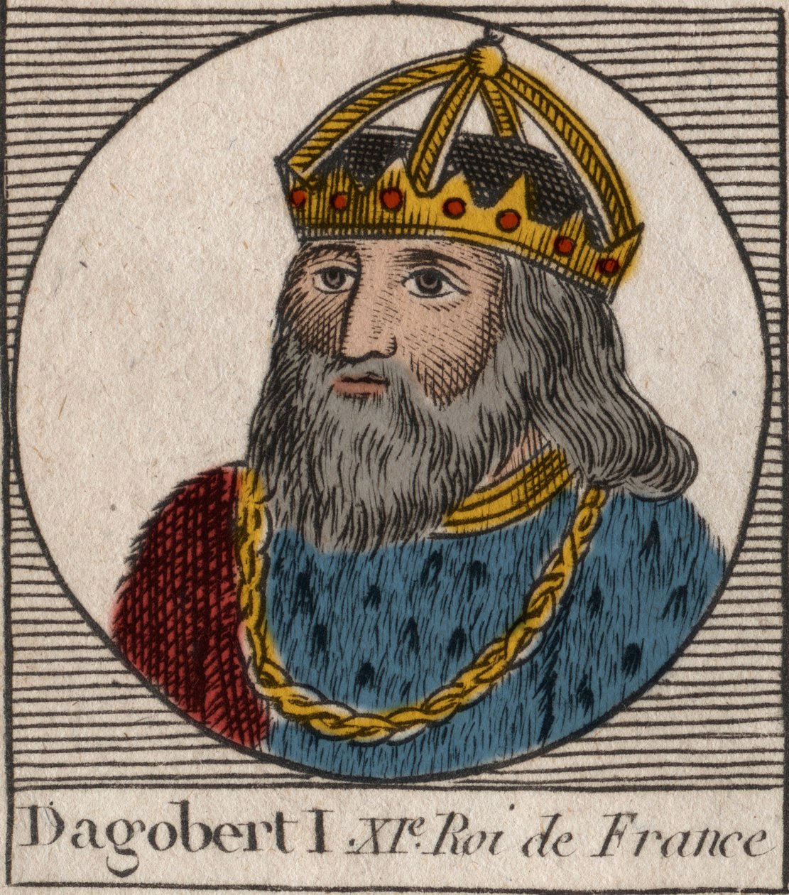 Porträt von Dagobert, König der Franken von 628 bis 638 - Dagobert (605-39) König der Franken - Gravur aus „Instruction sur l