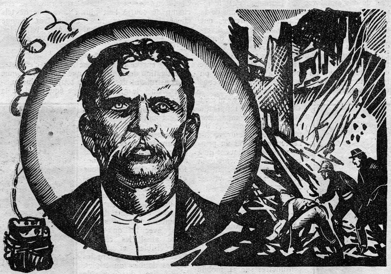 Porträt von François Claudius Koenigstein, genannt Ravachol (1859-1892), Terrorist und Anarchist. Illustration aus „Le petit journal illustré“ 1931 von Anonymous Anonymous