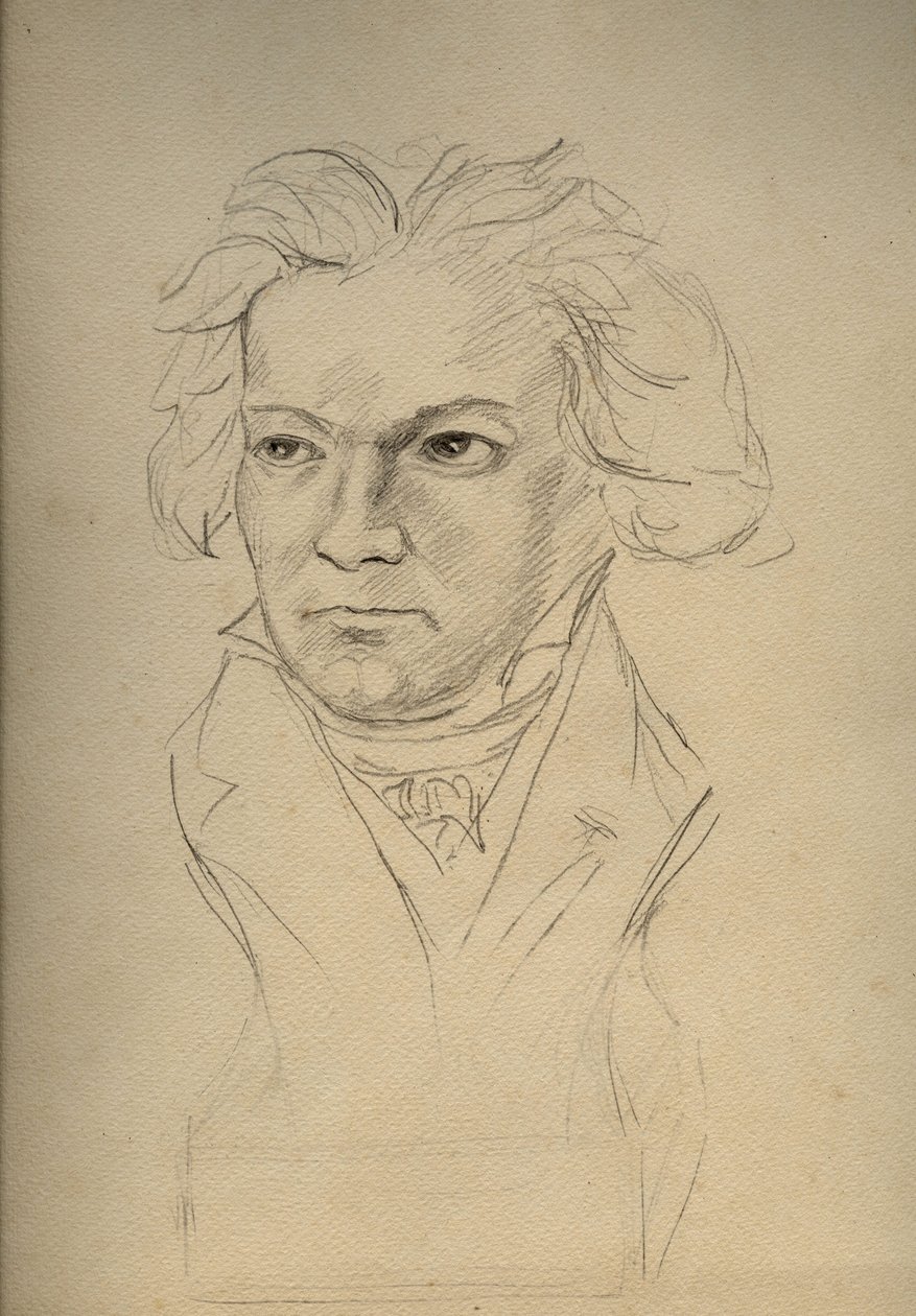 Porträt von Ludwig van Beethoven (1770-1827) deutscher Komponist - anonyme Zeichnung aus dem frühen 20. Jahrhundert - Privatbesitz von Anonymous Anonymous