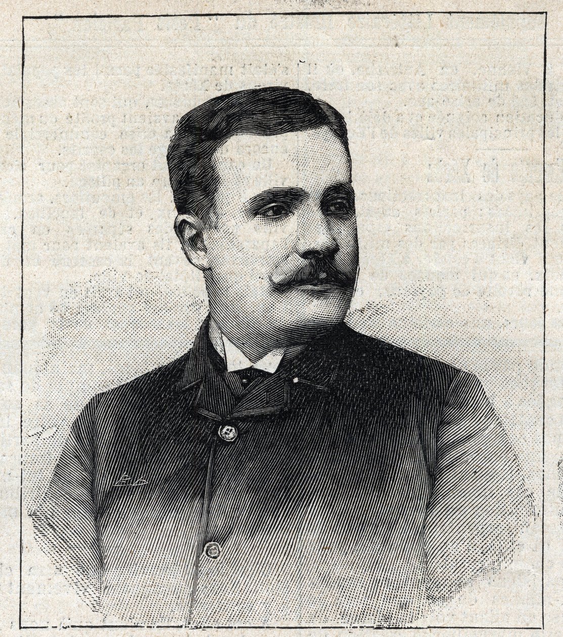 Porträt von Pierre Decourcelle, französischer Schriftsteller (1856-1926). Gravur in 