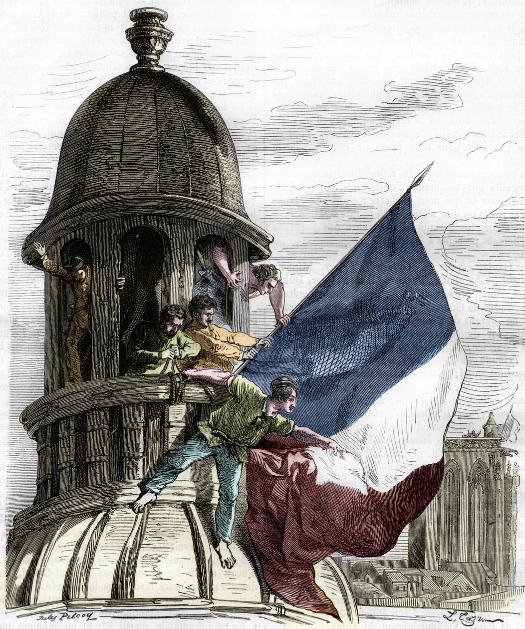 Revolution von 1830: die Trikolore auf dem Rathaus. von Anonymous Anonymous