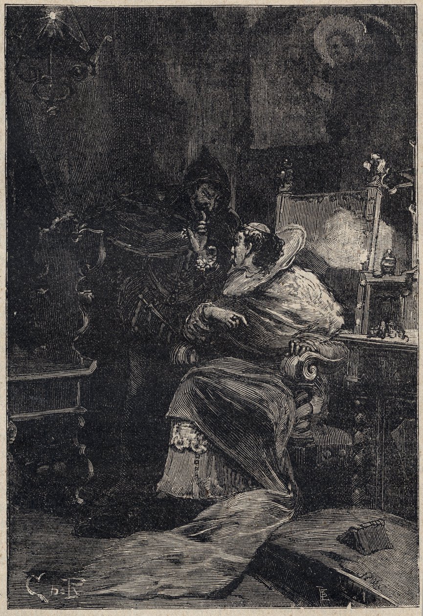 Rodrigo Borgia und Ascanio Maria Sforza Visconti (1455-1505) - Gravur aus 