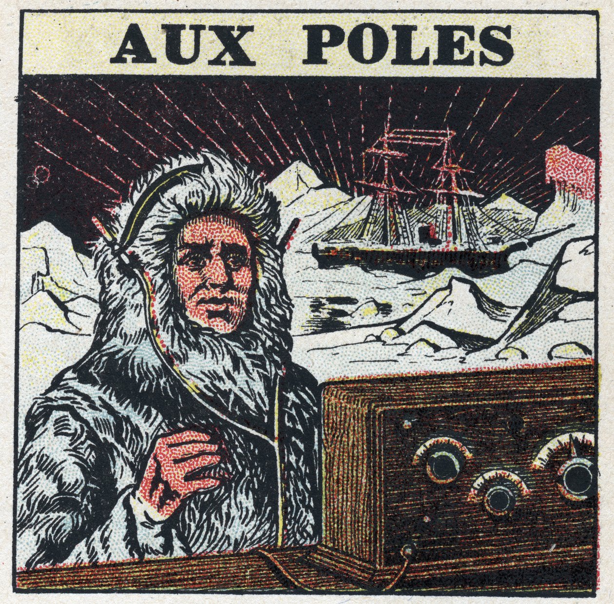 Die T.S.F. wird an den Polen verwendet. Anonyme Illustration von 1925. Private Sammlung. von Anonymous Anonymous