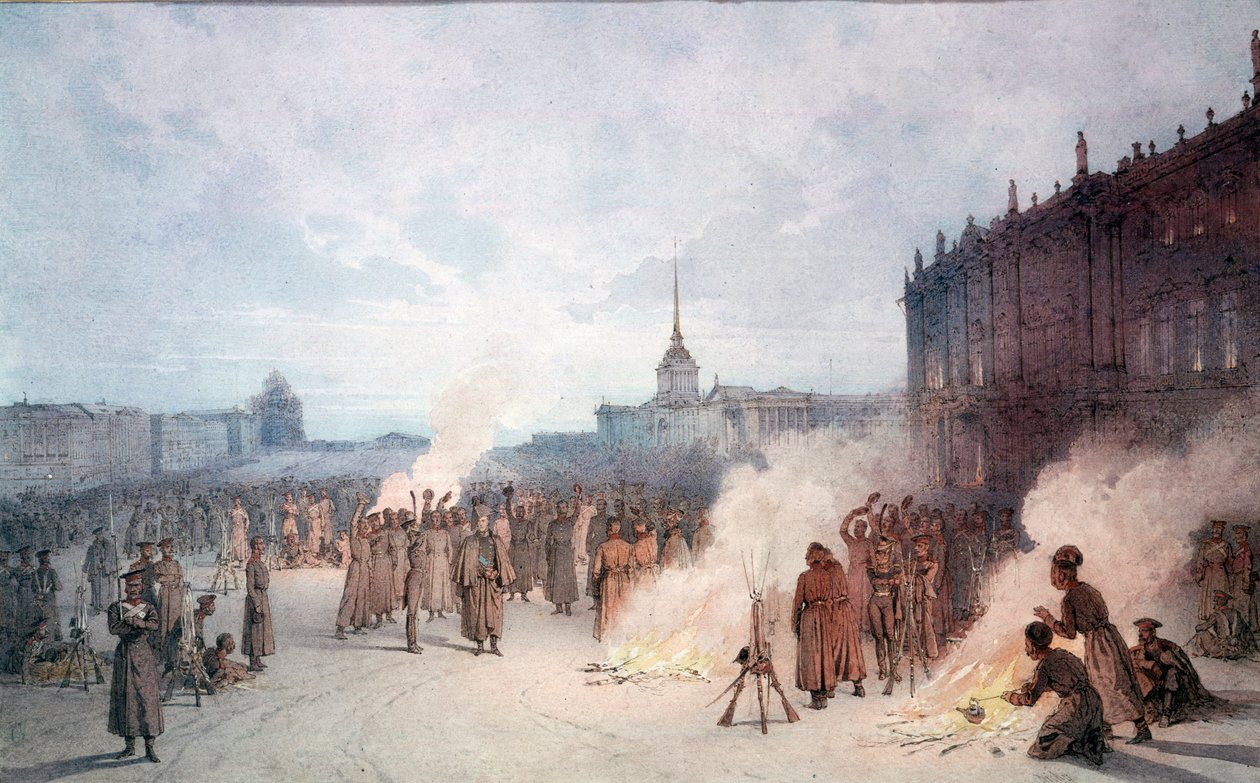 Zar Nikolaus I. und seine Soldaten während des 14. Dezember von Anonymous Anonymous