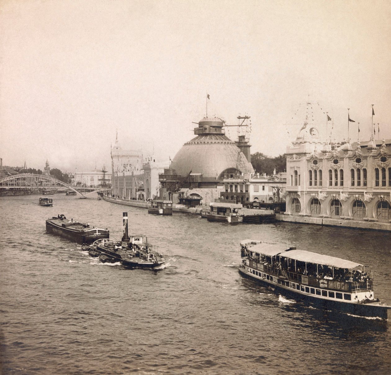 Weltausstellung 1900 in Paris: Panoramablick auf die Seine, linkes Ufer - private Sammlung von Anonymous Anonymous