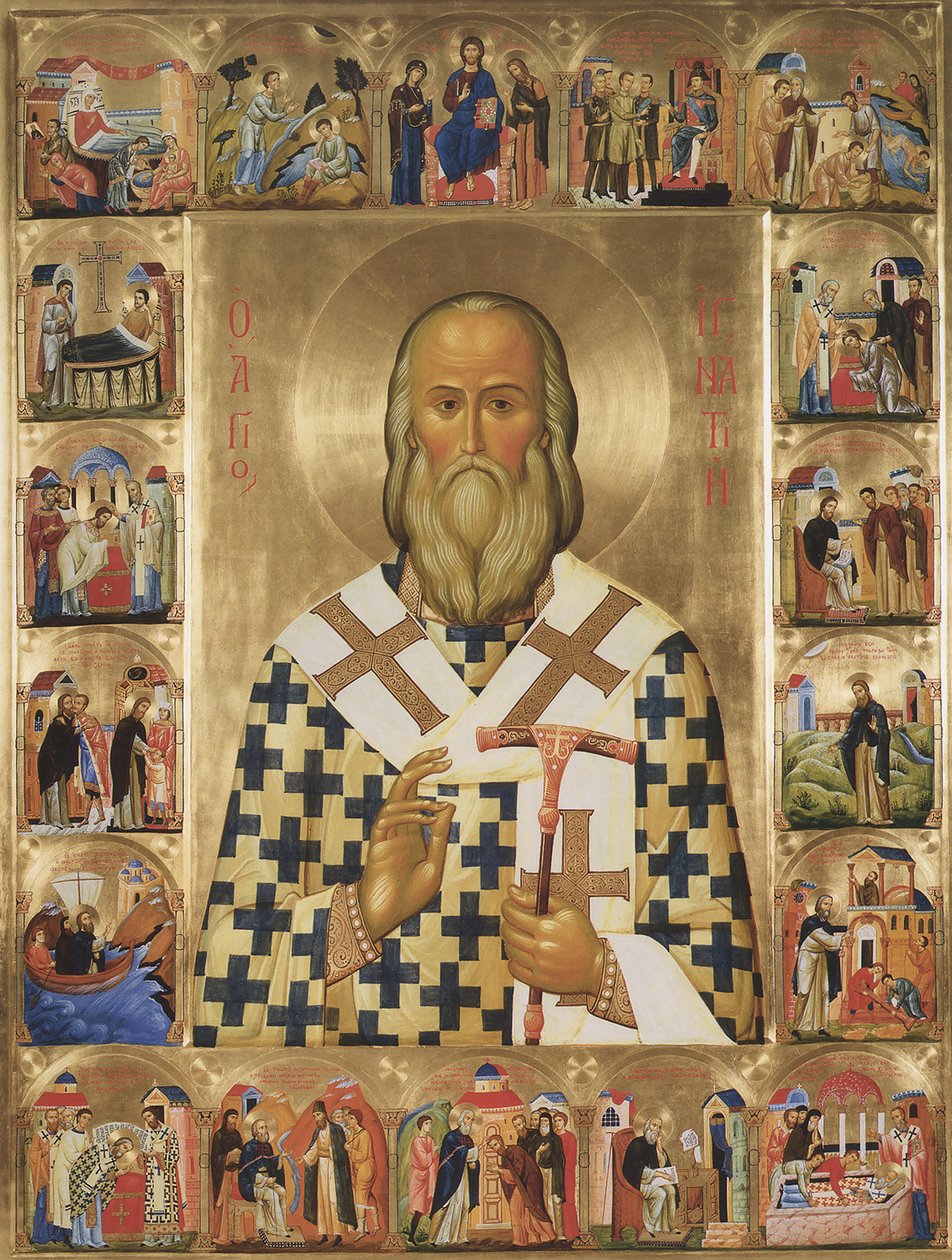 Heiliger Ignatius Brianchaninov mit Szenen aus seinem Leben von Anonymous Russian icon painter