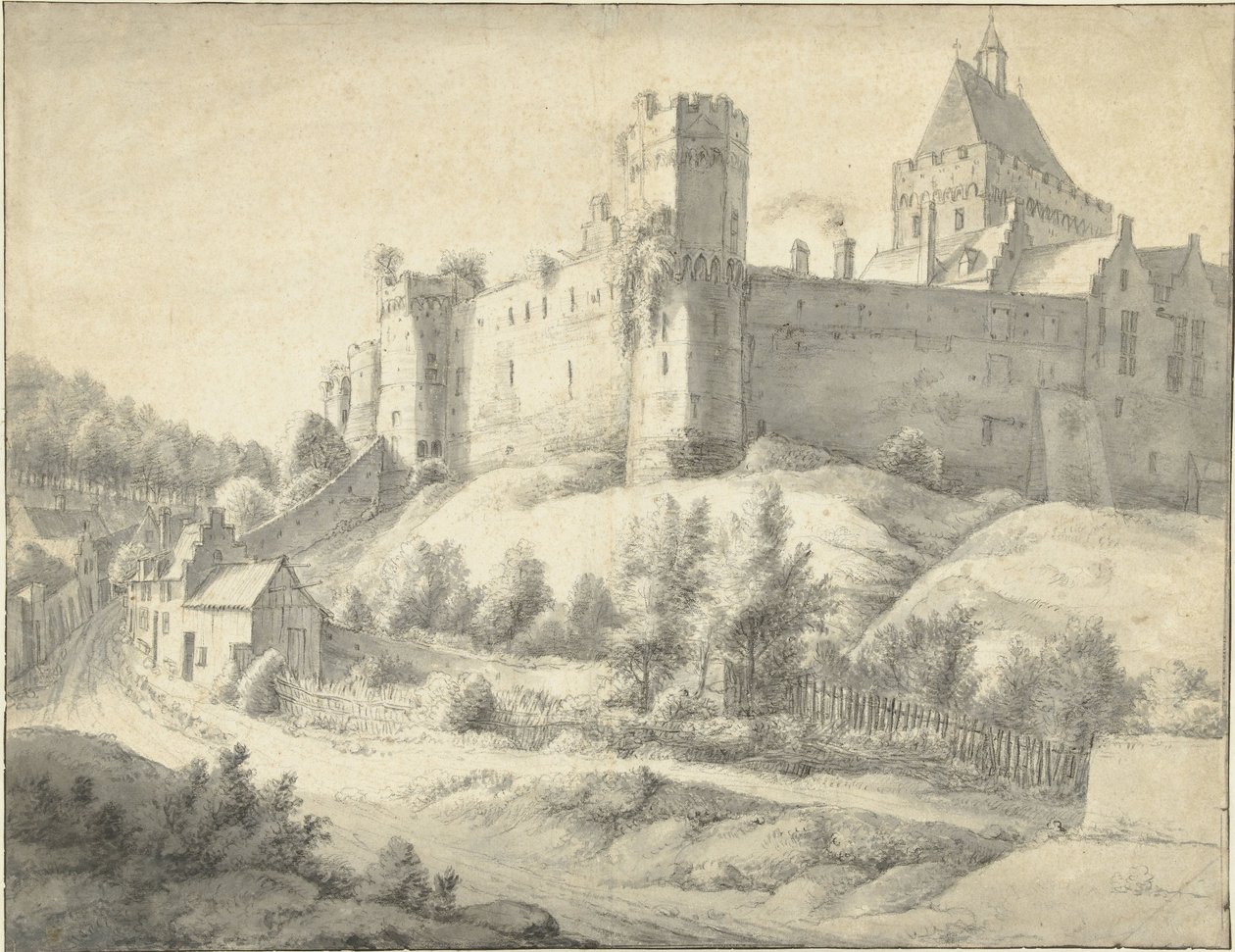 Ansicht des Valkhofs in Nijmegen von Anthonie Waterloo
