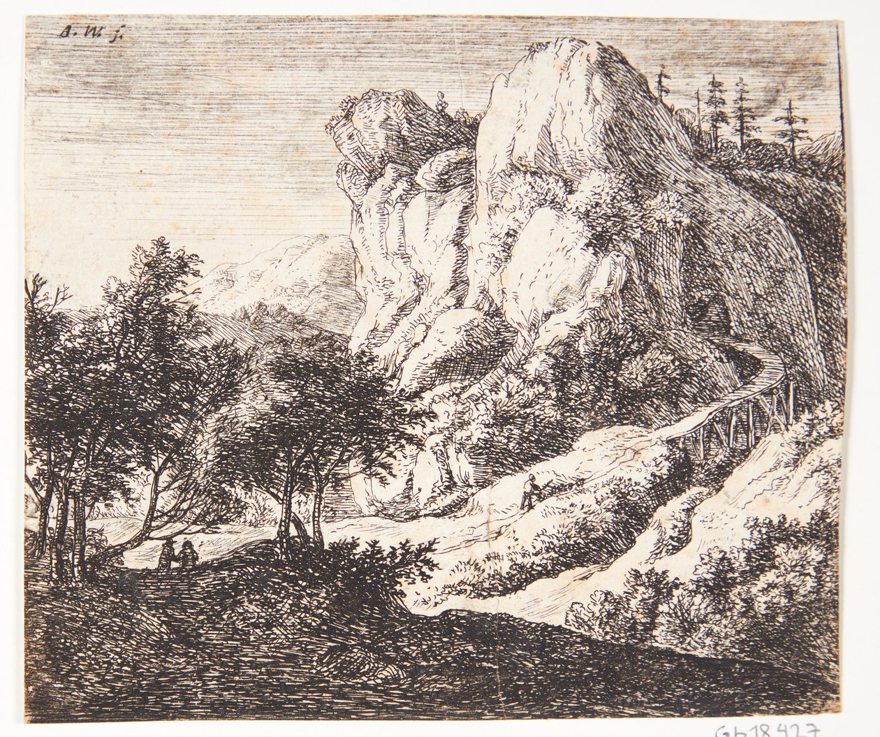 Kleine Holzbrücke von Anthonie Waterloo