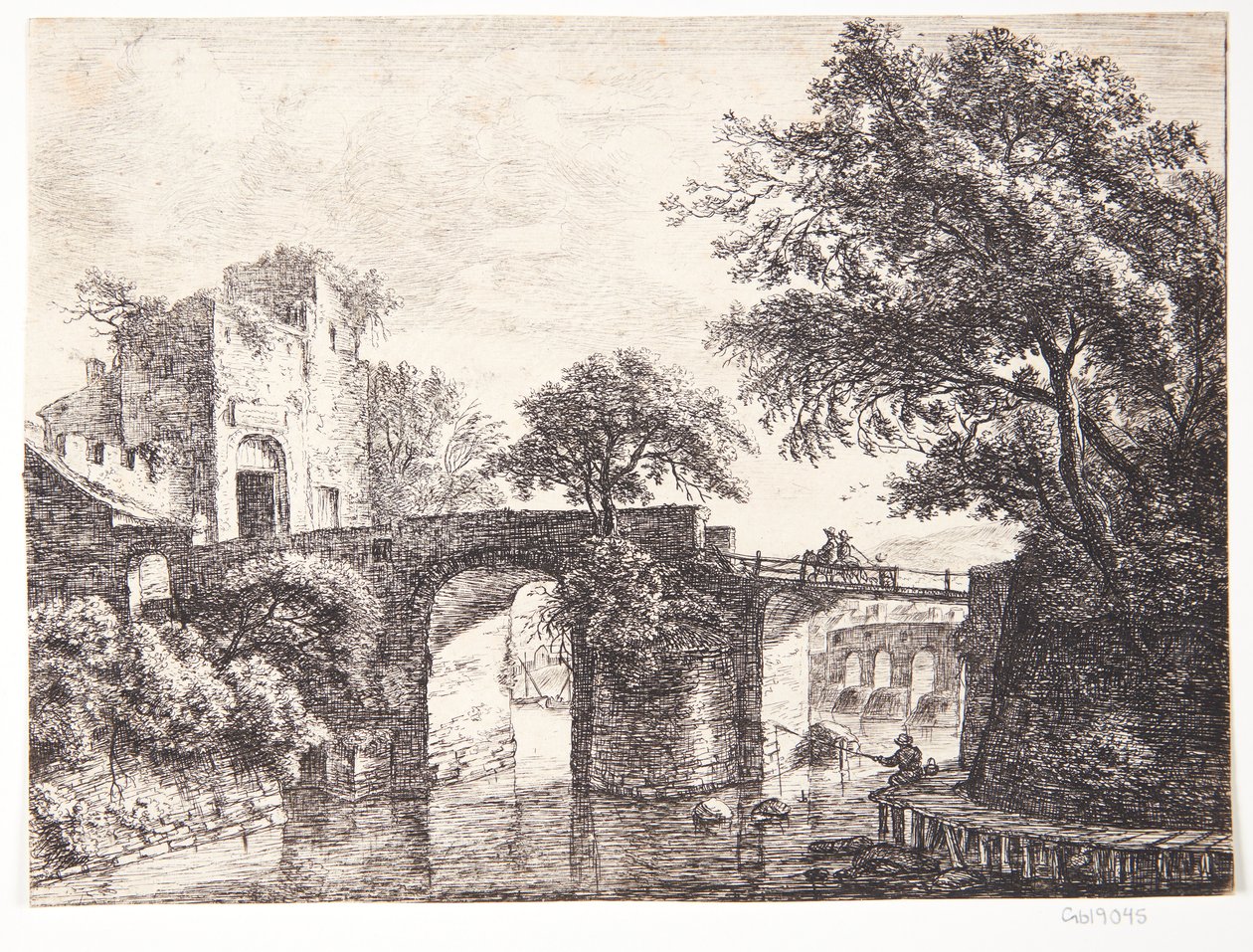 Steinbrücke über einen Fluss von Anthonie Waterloo