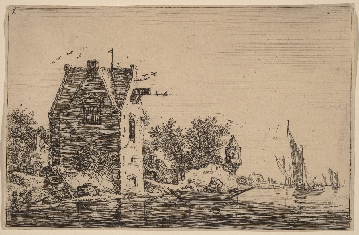 Die Wachhütte an der Mauer von Anthonie Waterloo