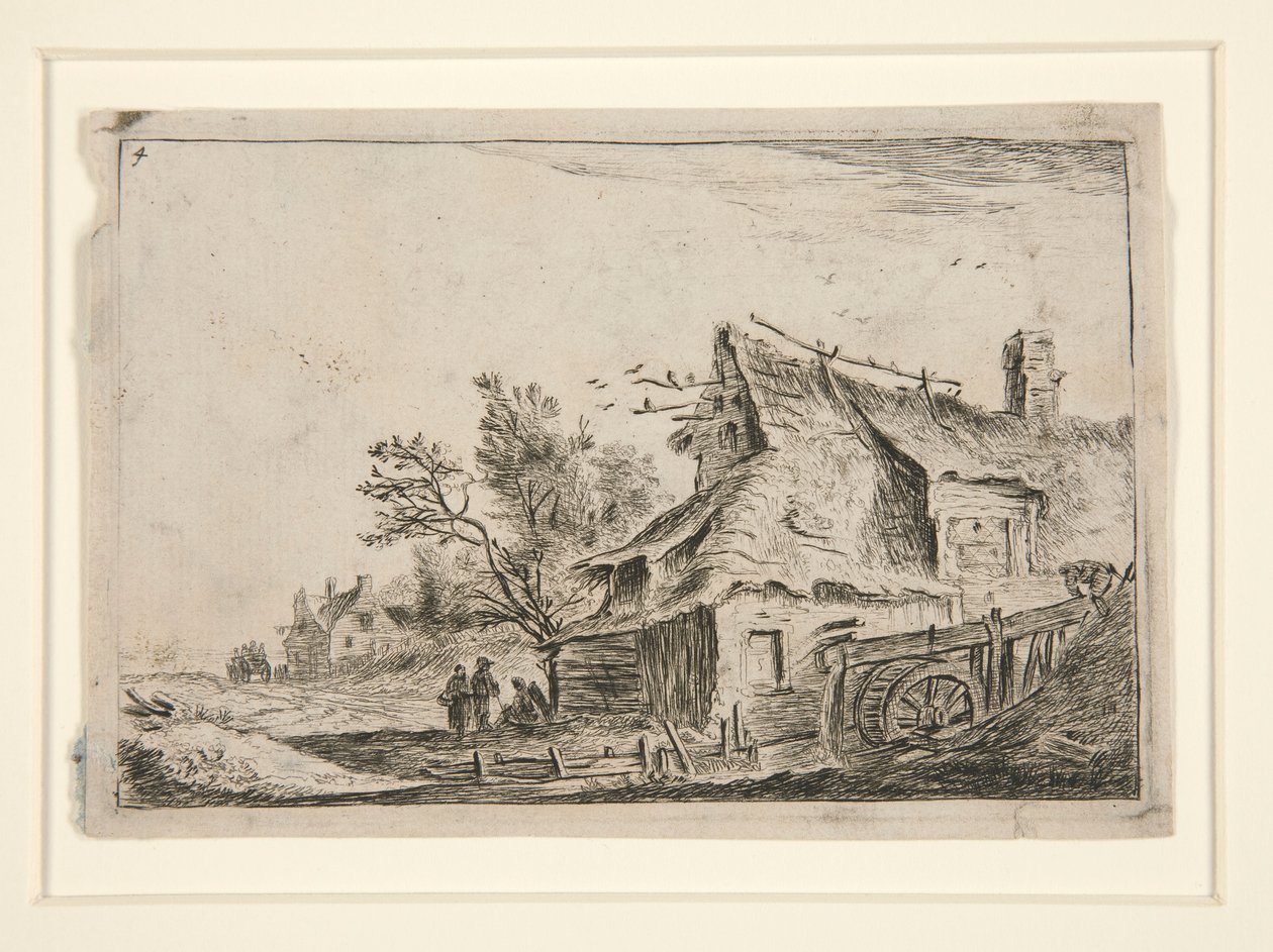 Dorf mit einer Wassermühle, aus einer Serie von 12 Landschaftsradierungen von Anthonie Waterloo