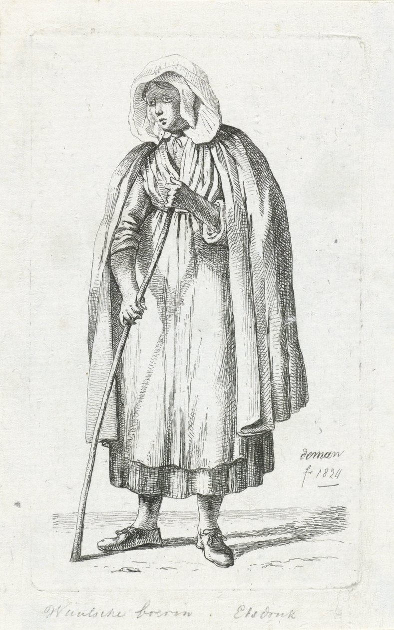 Frau mit einem Umhang und einem Stock von Anthonie Willem Hendrik Nolthenius de Man